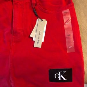 Calvin Klein Jeans Red Denim Skirt